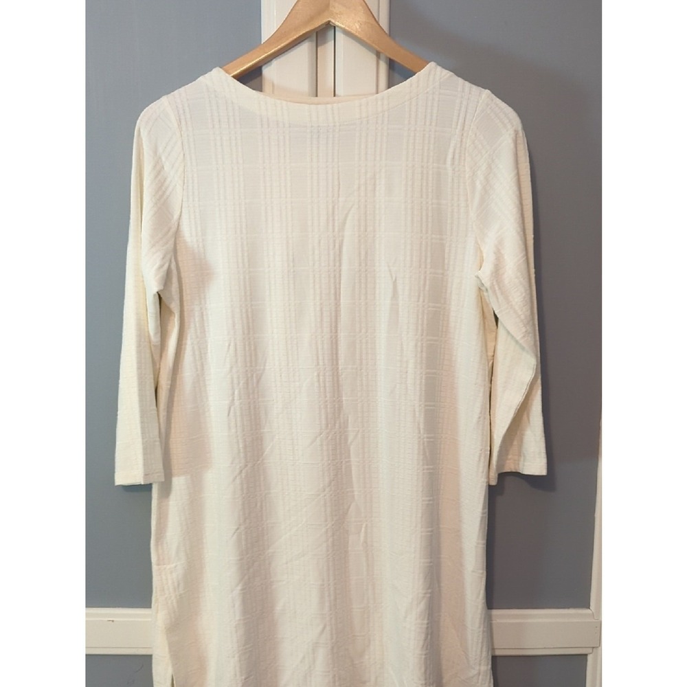 J. Jill Cream Textured Top with Subtle Grid Size Small